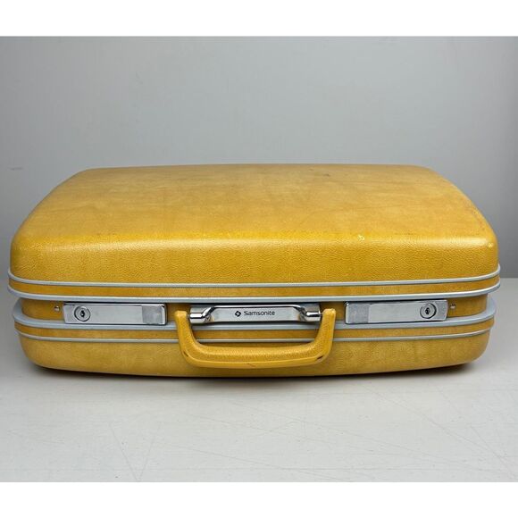 Vintage Samsonite Profile Hardside Suitcase Luggage Mustard Yellow MCM Retro 20" - Picture 6 of 13
